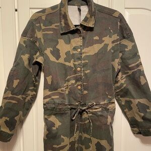 New Denim Camouflage Utility Jumpsuit